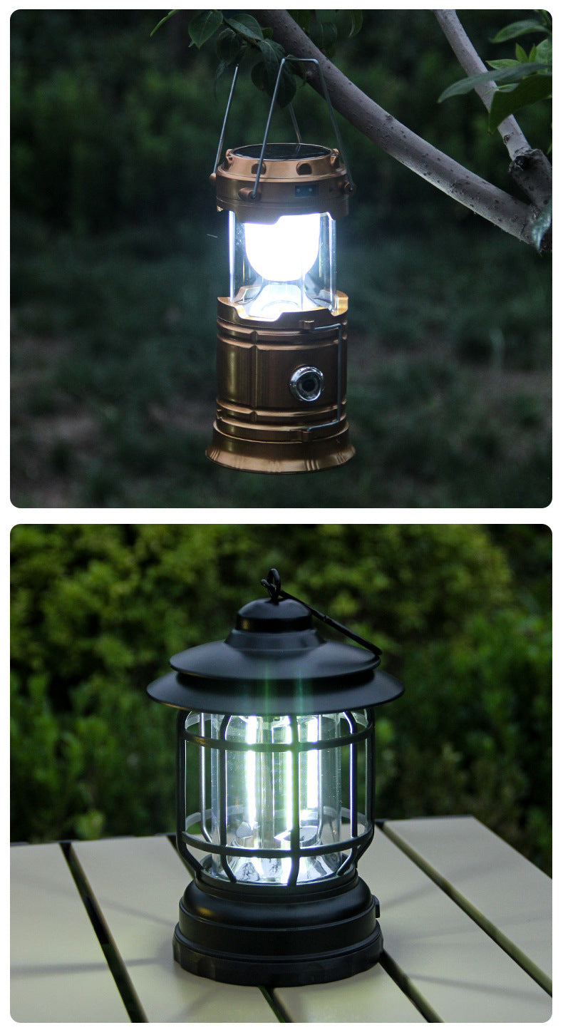 Vintage Rotating Rechargeable Camping Lantern Ambient Light
