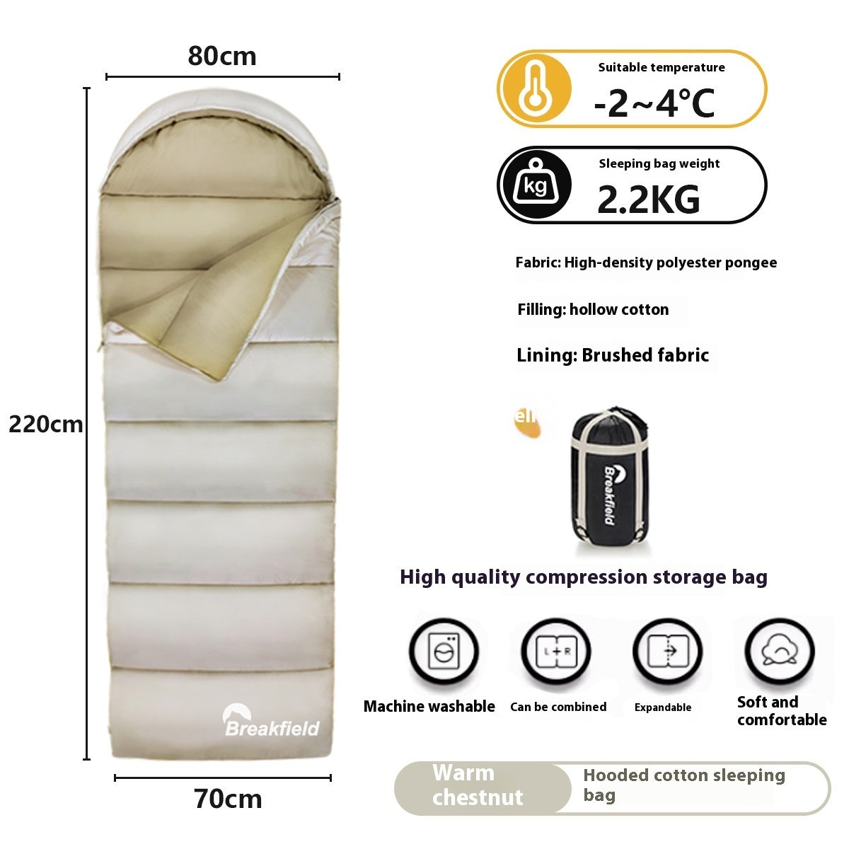 Waterproof Thickened Cotton Four Season Camping Sleeping Bag