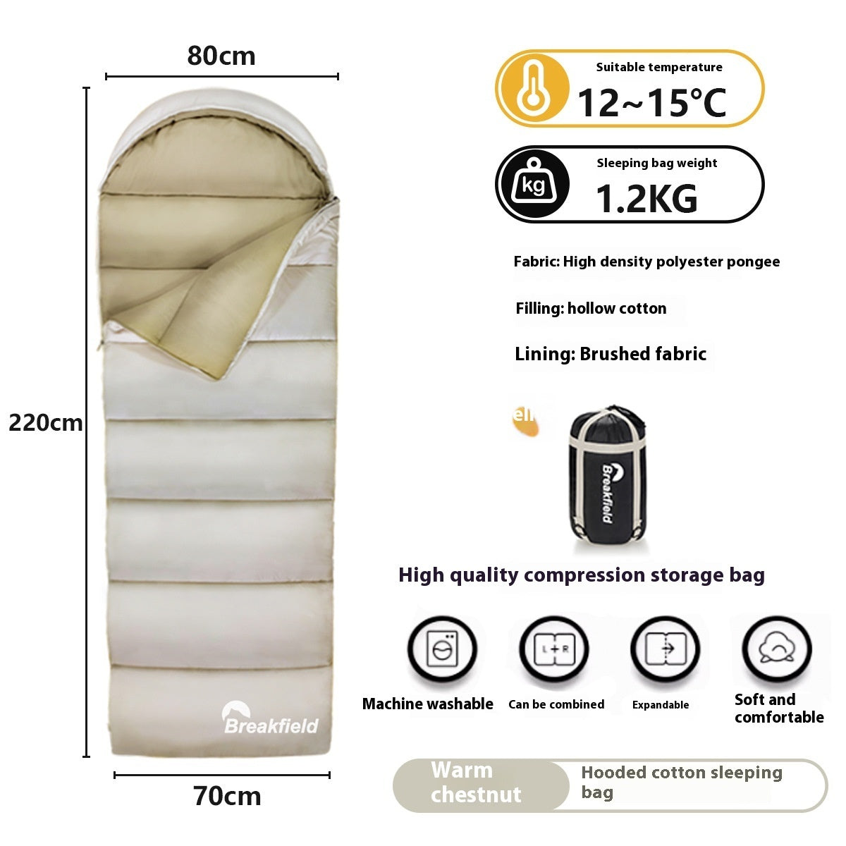 Waterproof Thickened Cotton Four Season Camping Sleeping Bag
