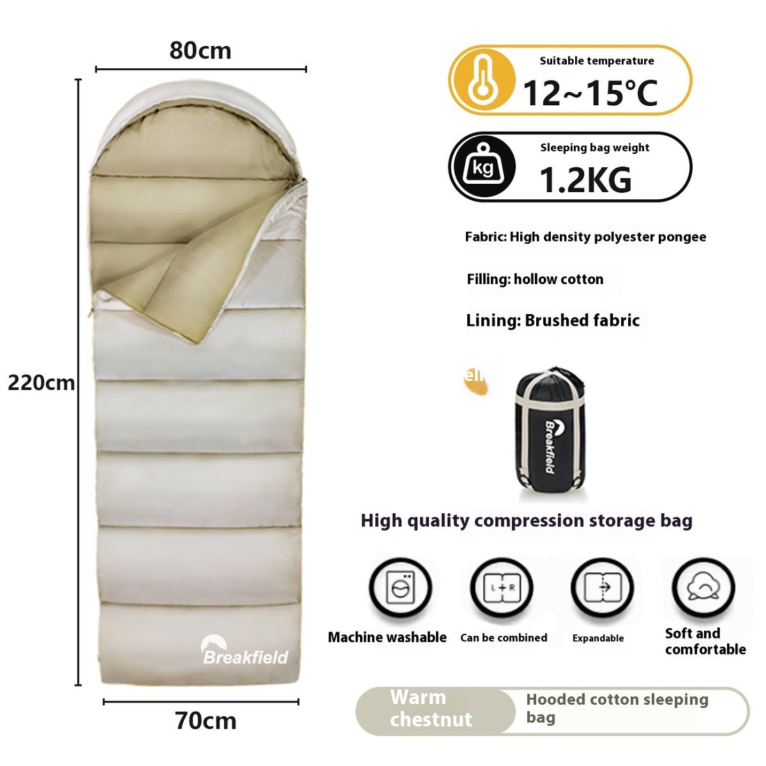 Waterproof Thickened Cotton Four Season Camping Sleeping Bag