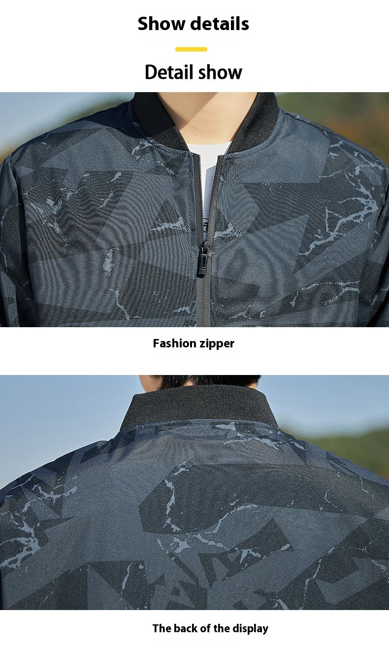 Men’s Lightweight Stand Collar Camouflage Baseball Jacket