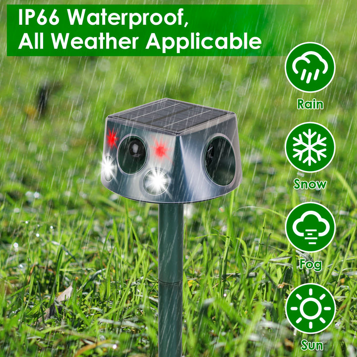 Solar & Type-C Rechargeable Animal Repellent With Ultrasonic Modes