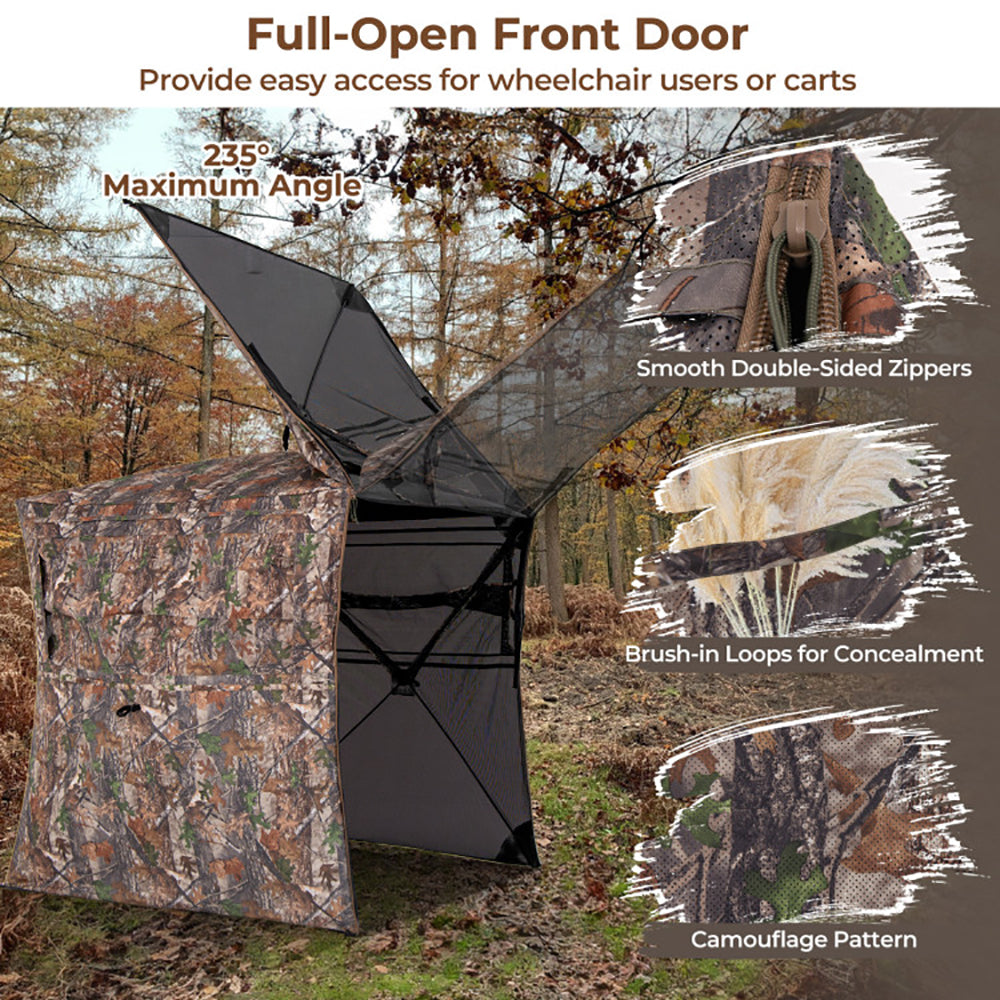 360° One-Way See-Through Hunting Blind for 2–3 People