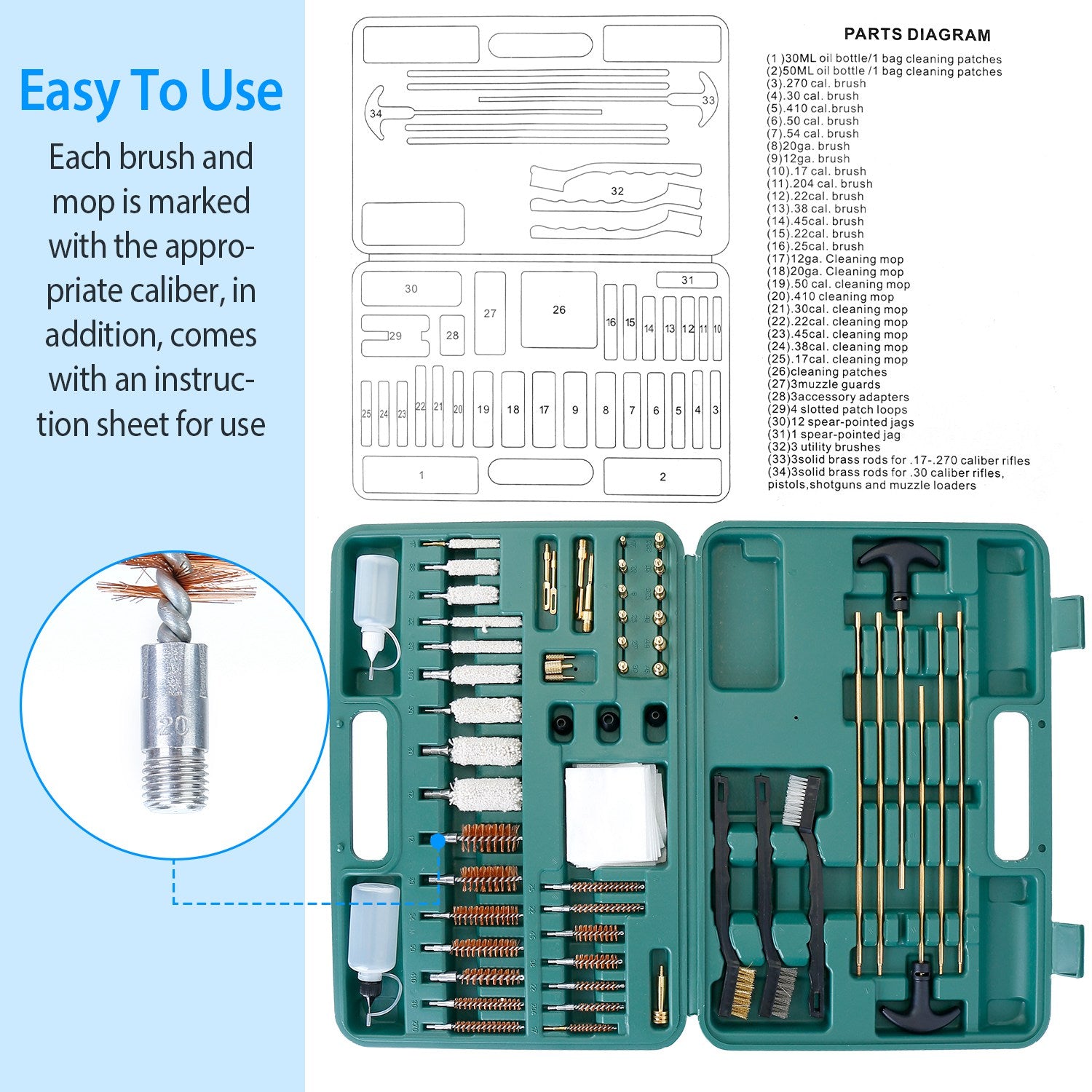 Universal Gun Cleaning Kit With Brushes And Carrying Case