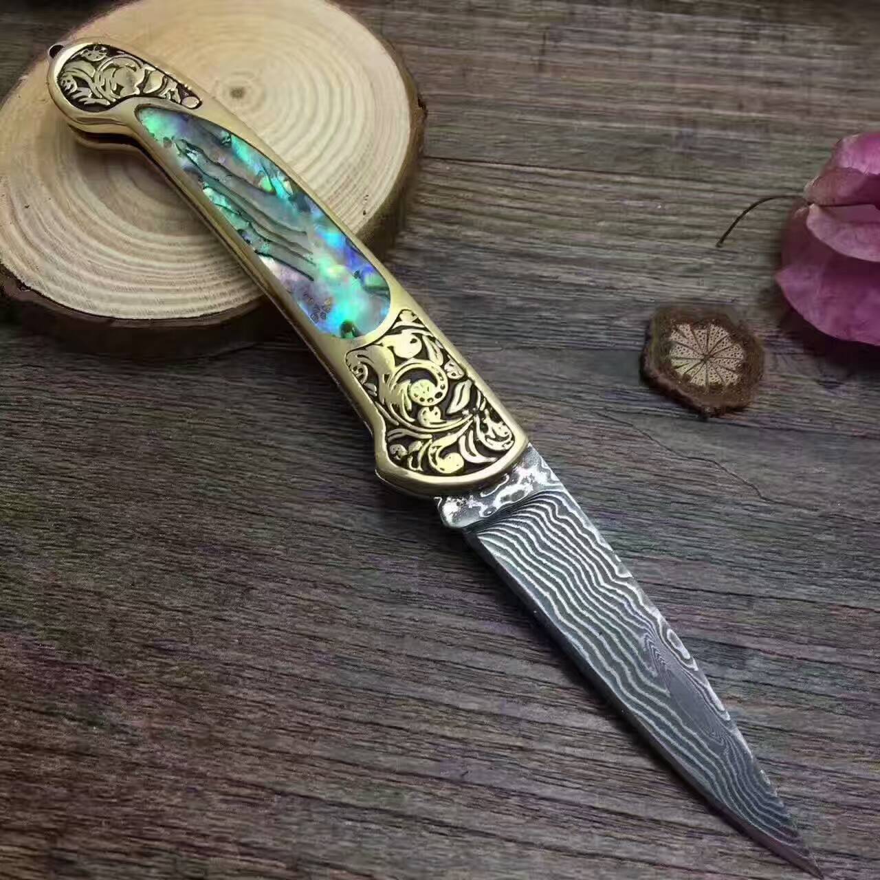 Camping Folding Survival Hunting Pocket Knife Natural Handle