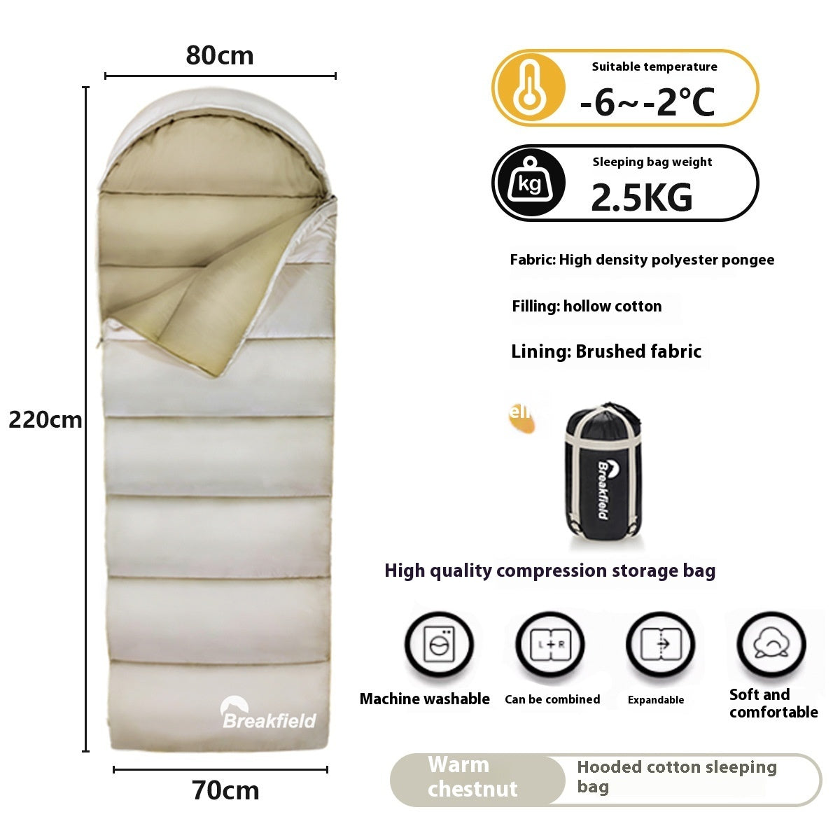 Waterproof Thickened Cotton Four Season Camping Sleeping Bag