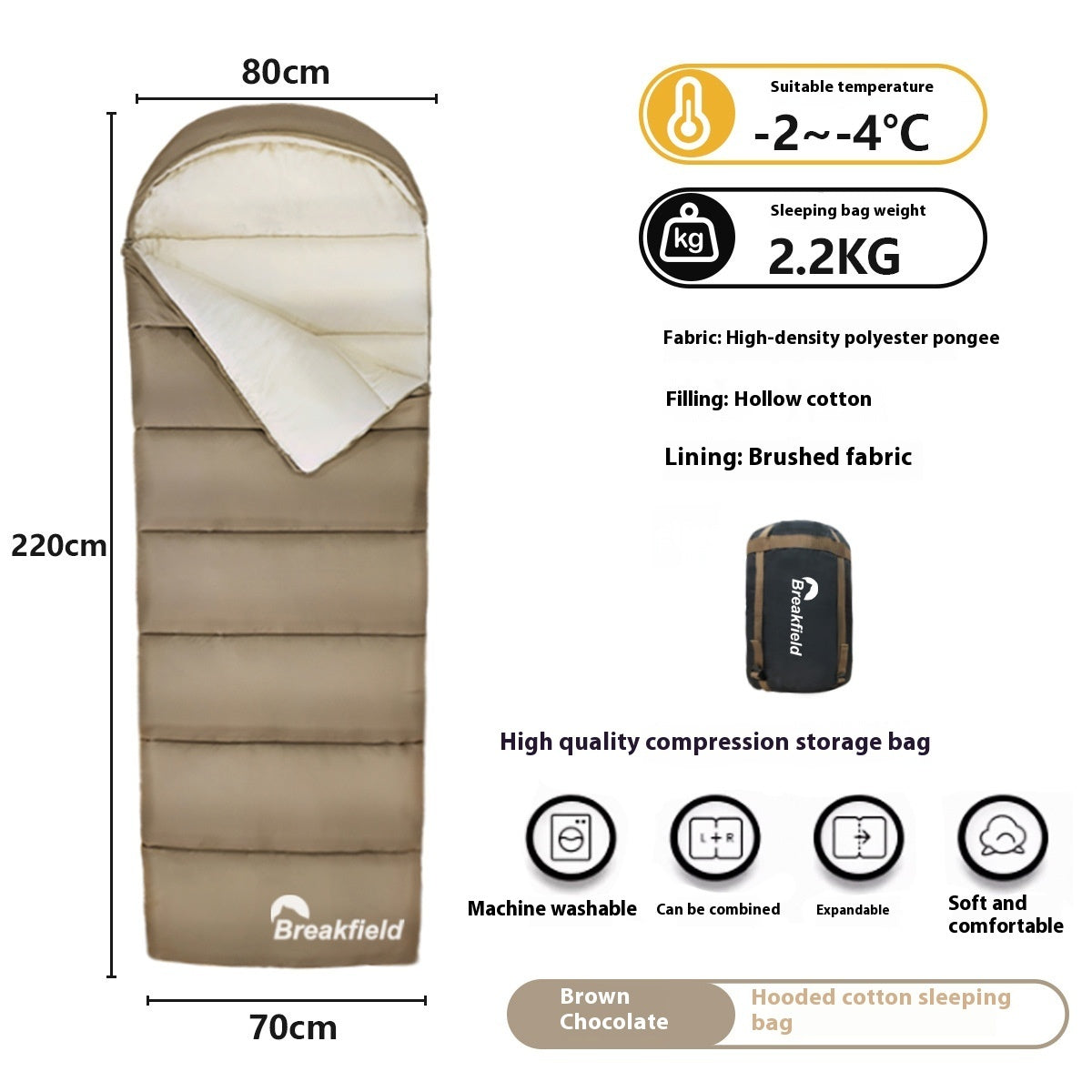 Waterproof Thickened Cotton Four Season Camping Sleeping Bag